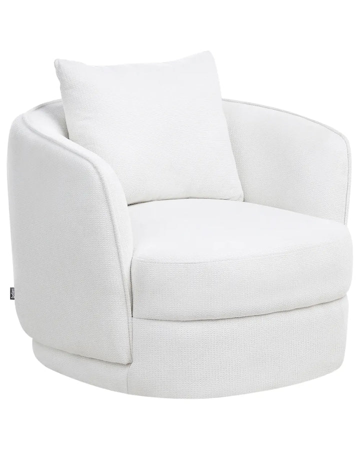 White bean bag chair with a pillow on a white background