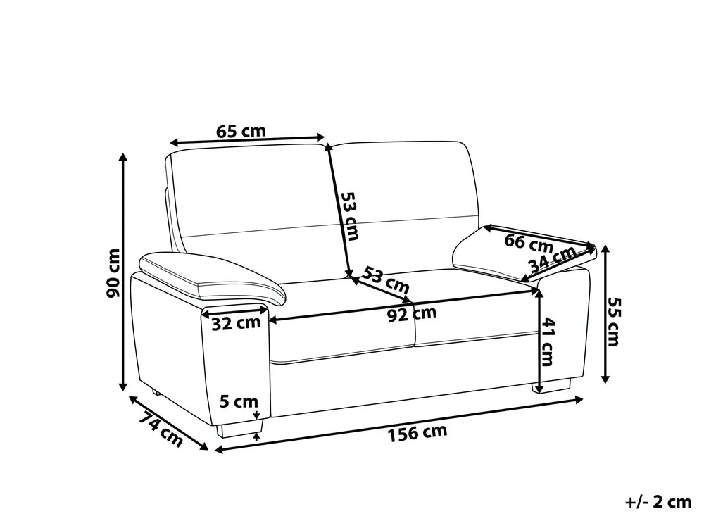 Sofa 2 Seater Faux Leather Golden Brown Altman