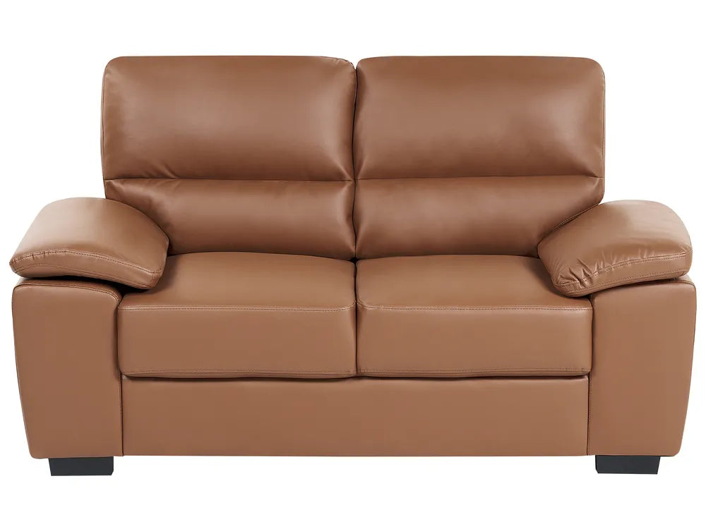 Brown leather sofa on a white background