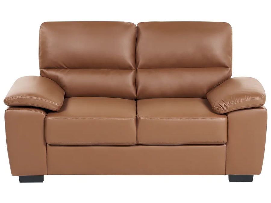 Brown leather sofa on a white background
