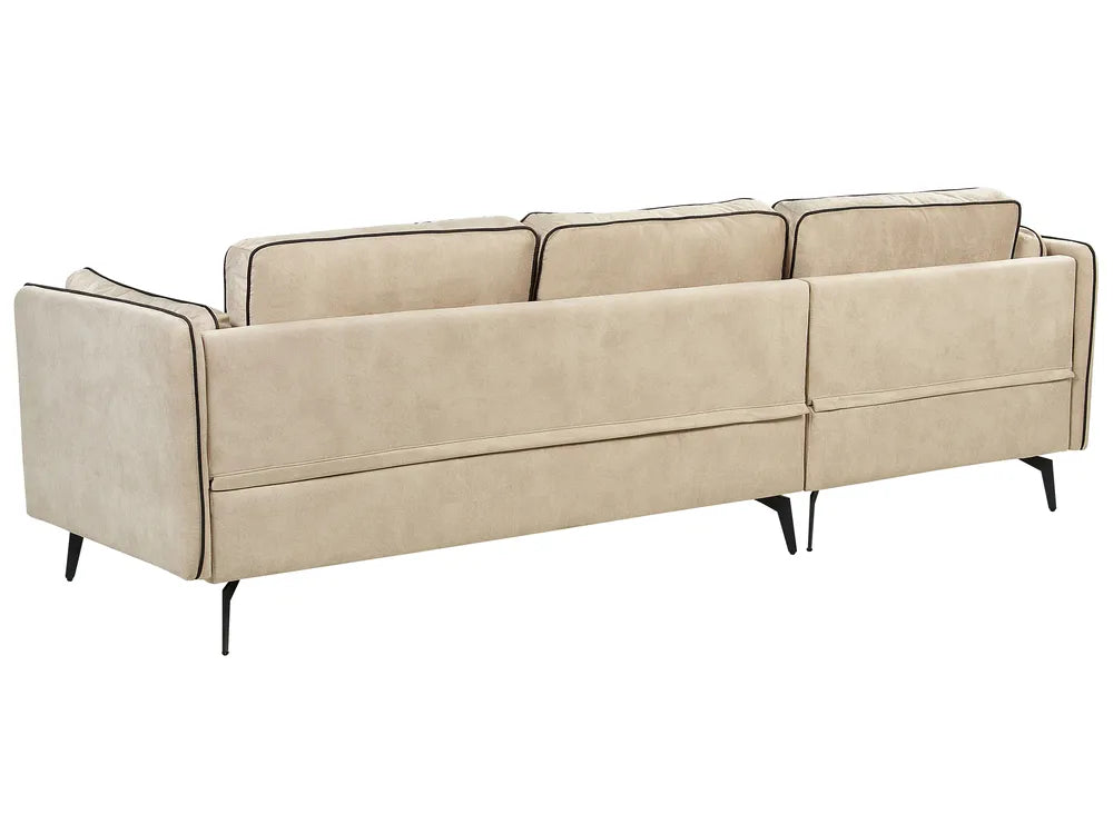 Corner Sofa 3 Seater Velvet Beige Right Hand Bodhild