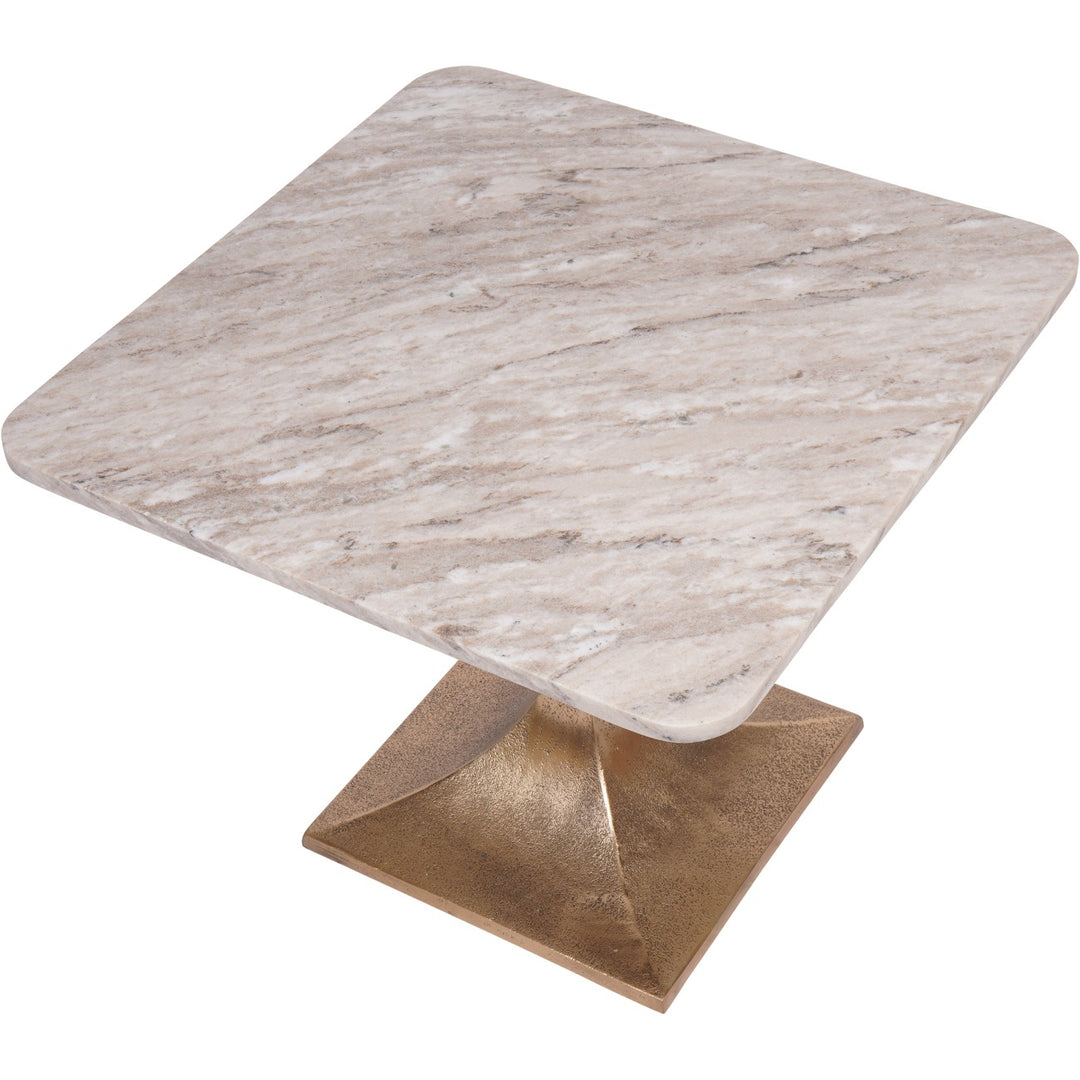 Marble-top table with a bronze base 