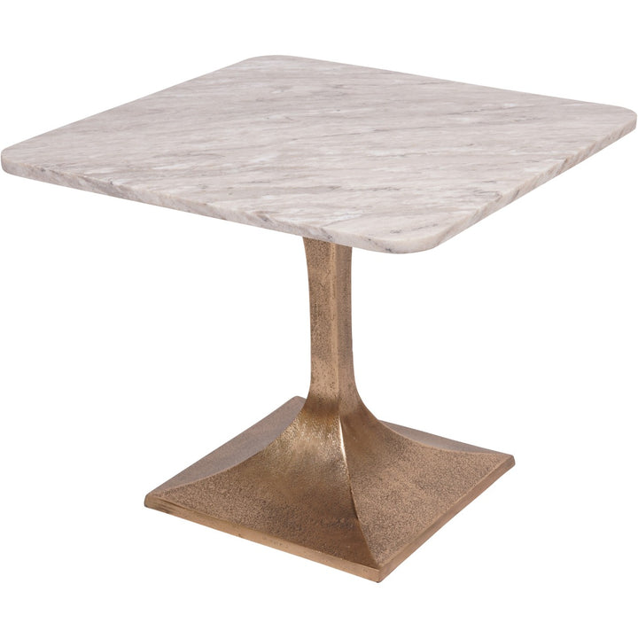 Square marble table with a bronze base 