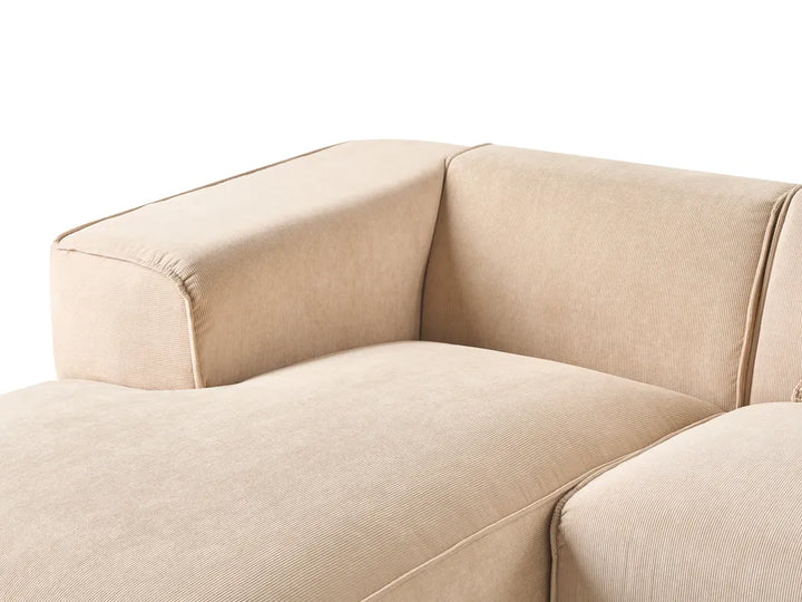 Corner Sofa 3 Seater Corduroy Beige Right Hand Rafael