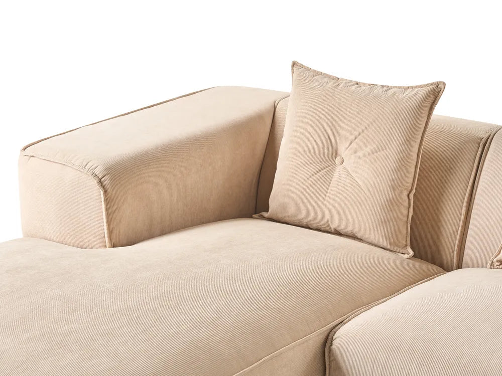 Corner Sofa 3 Seater Corduroy Beige Right Hand Rafael