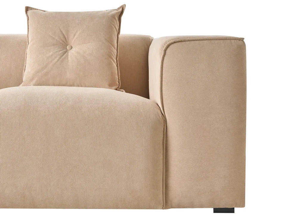 Corner Sofa 3 Seater Corduroy Beige Right Hand Rafael
