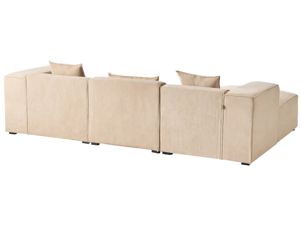 Corner Sofa 3 Seater Corduroy Beige Right Hand Rafael