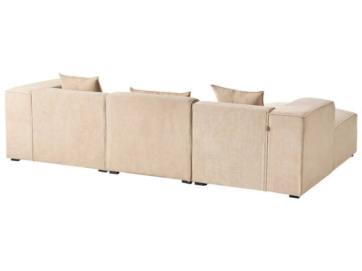 Corner Sofa 3 Seater Corduroy Beige Right Hand Rafael