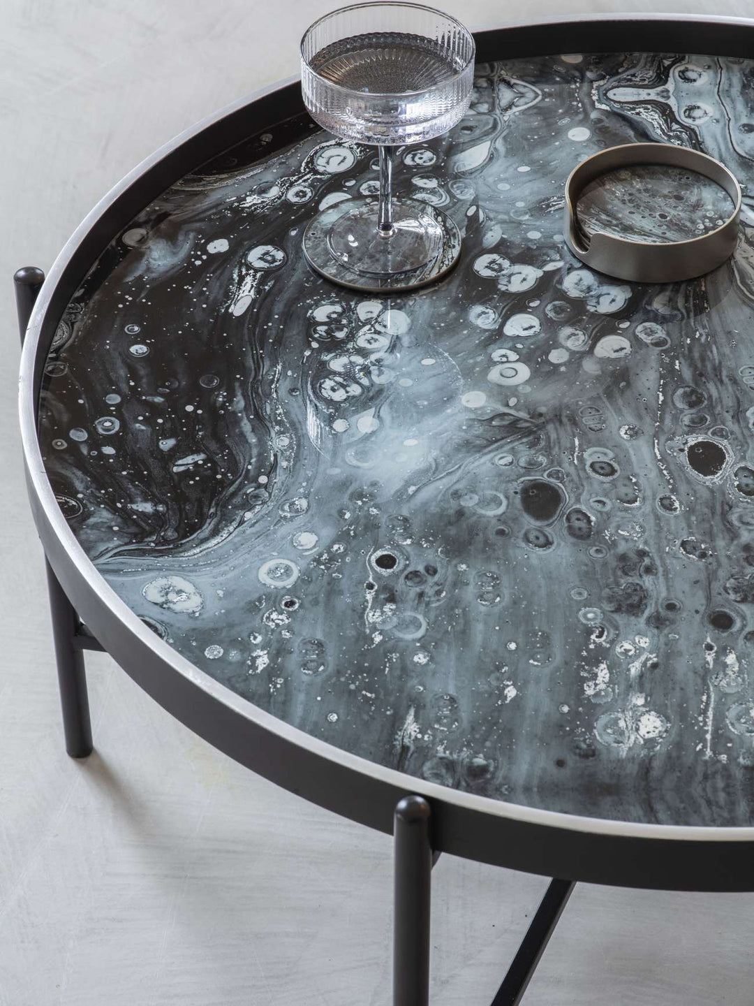 Libra Monochrome Swirl Coffee Tray Table