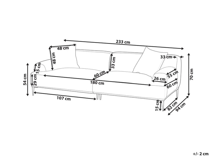 Sofa 3 Seater Fabric Golden Brown Jossilynn