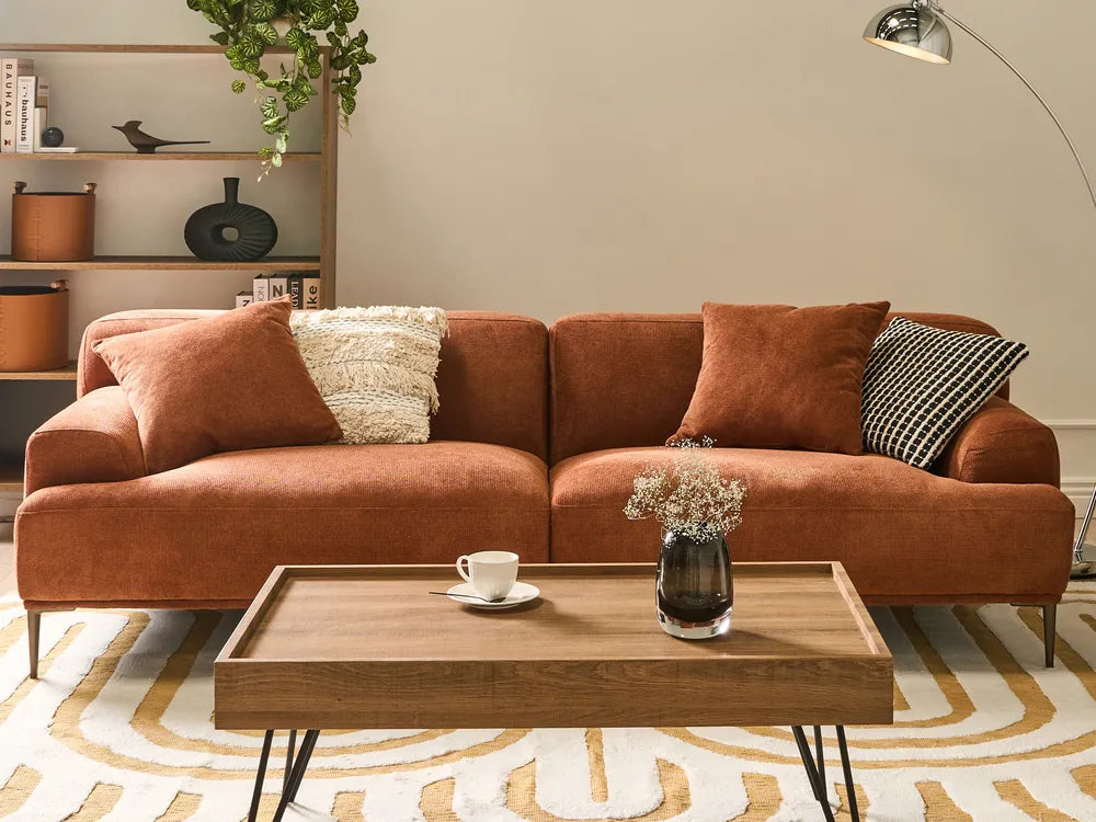 Sofa 3 Seater Fabric Golden Brown Jossilynn