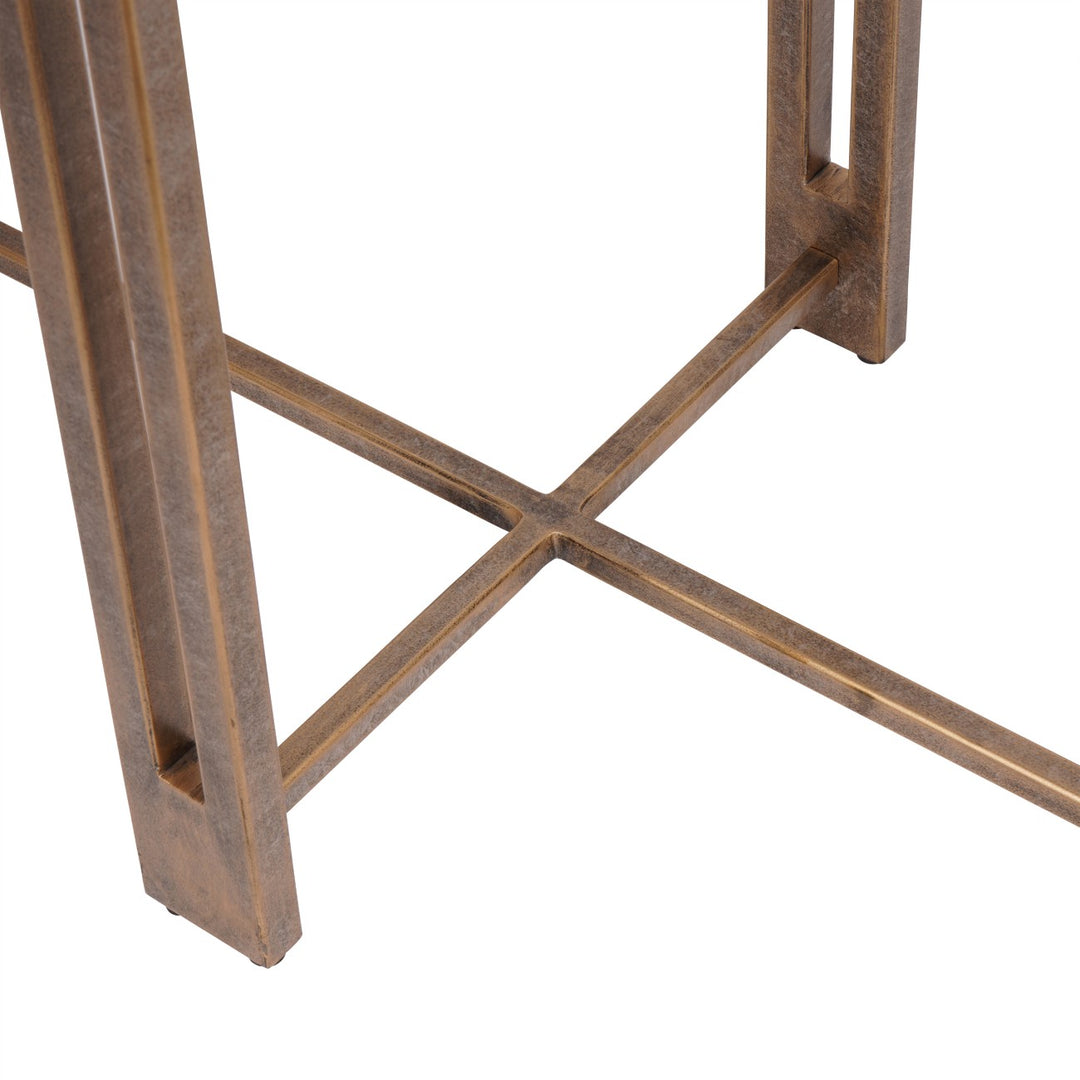 Libra Dalston Black Sandblasted Wood and Champagne Frame Console Table