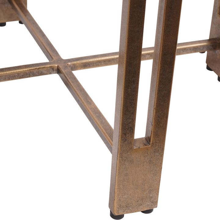 Libra Dalston Black Sandblasted Wood and Champagne Frame Side Table
