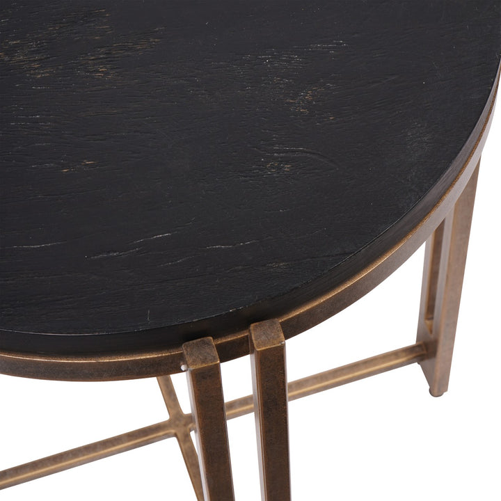 Libra Dalston Black Sandblasted Wood and Champagne Frame Side Table