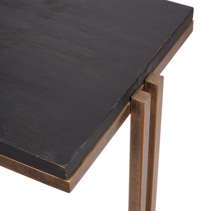 Libra Dalston Black Sandblasted Wood and Champagne Frame Console Table