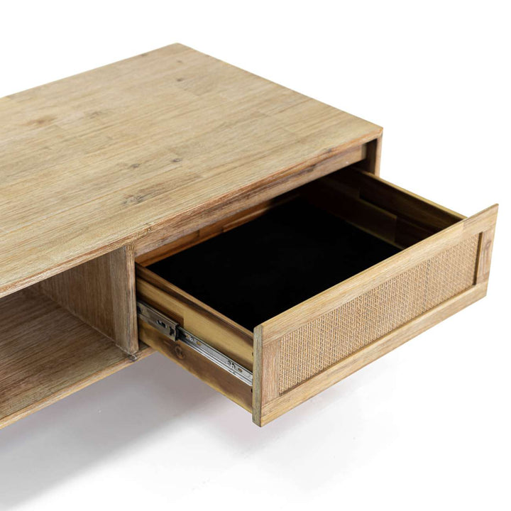 Libra Maddox Antiqued Acacia Wood Rectangular Coffee Table with 1 Drawer