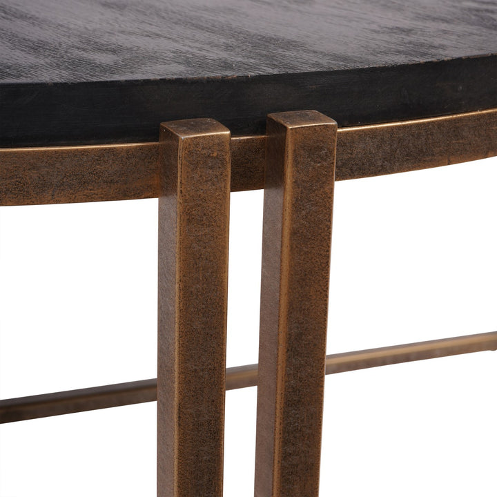 Libra Dalston Black Sandblasted Wood and Champagne Frame Coffee Table
