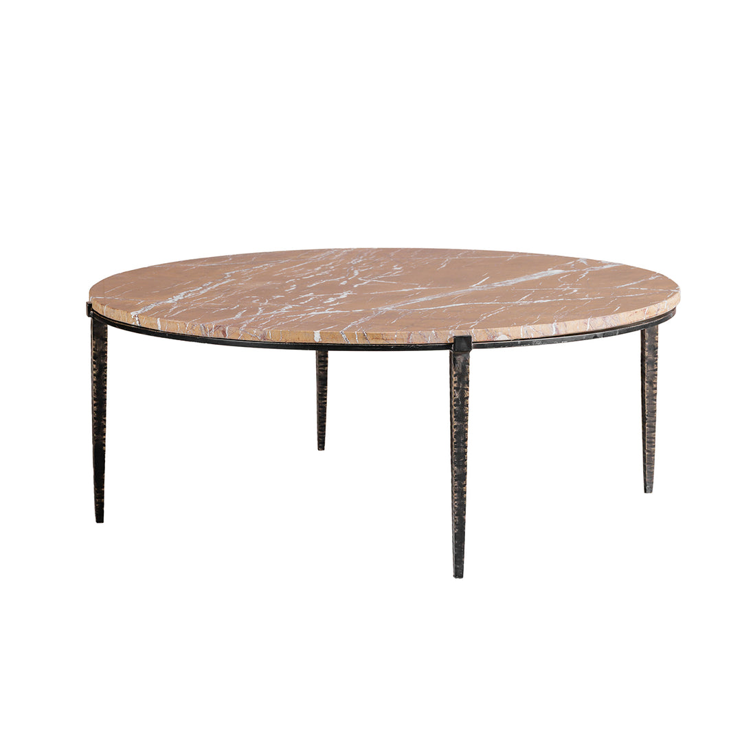 Libra Leo forest brown marble coffee table with circular top