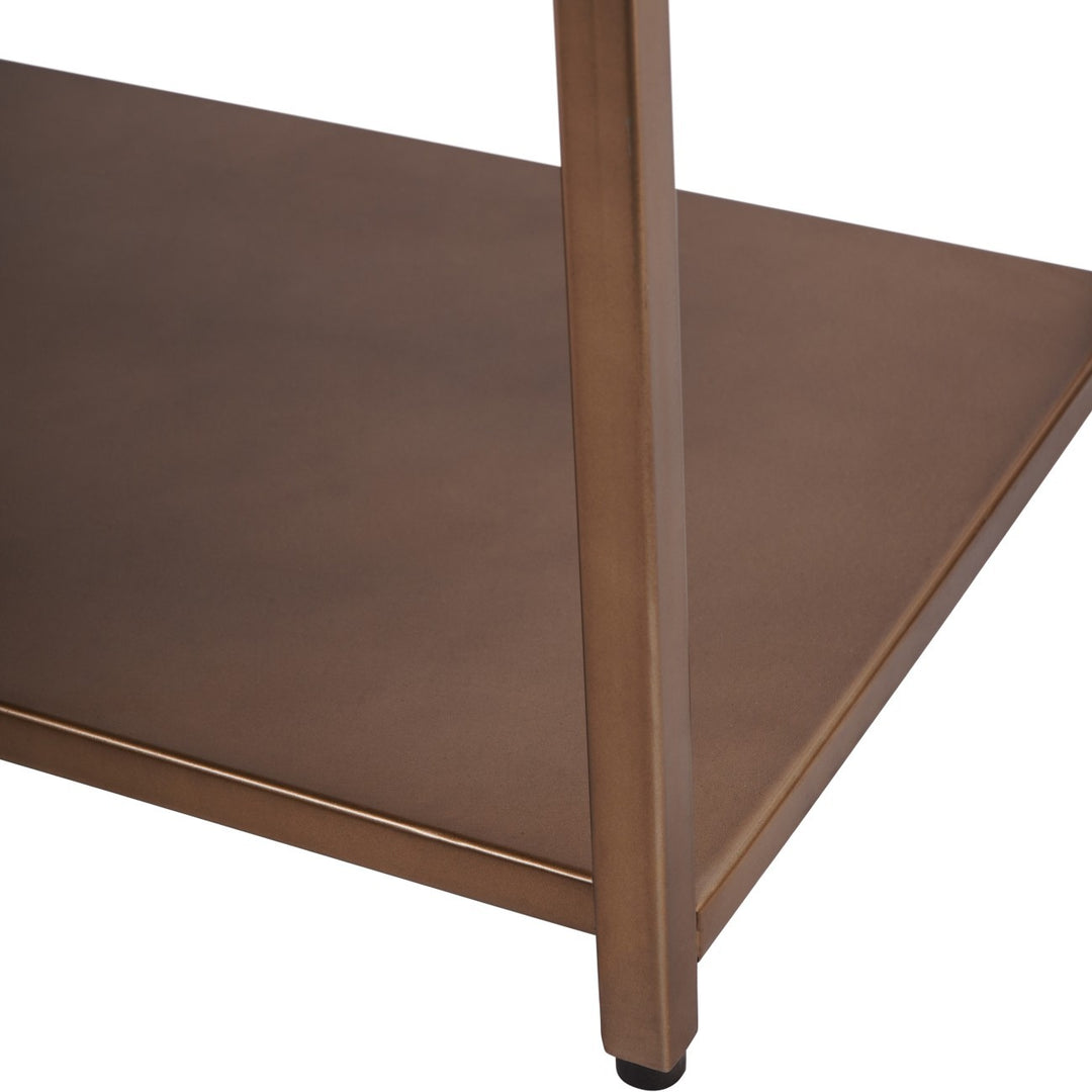 Libra Brooks Metal Console Table with Shelf in Brushed Champagne