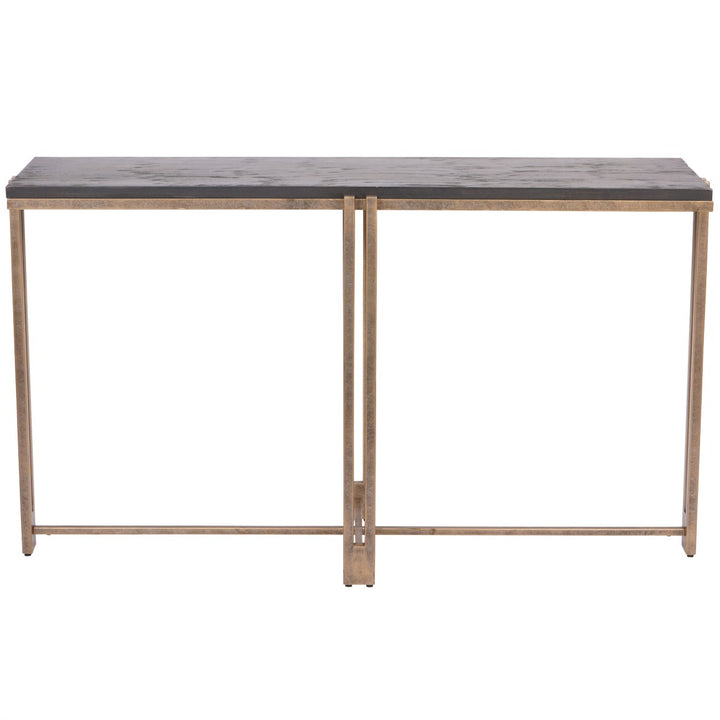 Libra Dalston Black Sandblasted Wood and Champagne Frame Console Table