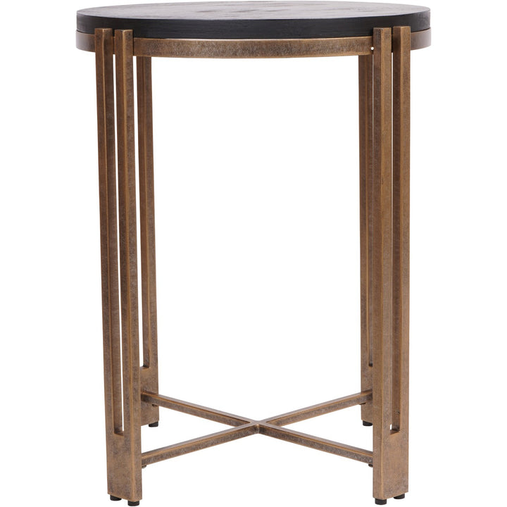 Libra Dalston Black Sandblasted Wood and Champagne Frame Side Table