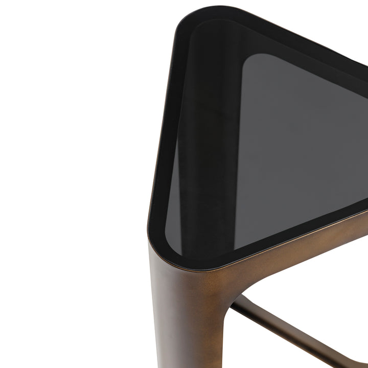 Libra Thorpe Triangular Accent Table Black Tinted Glass