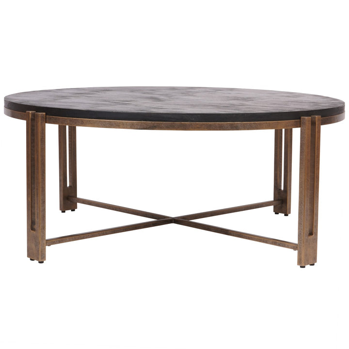 Libra Dalston Black Sandblasted Wood and Champagne Frame Coffee Table