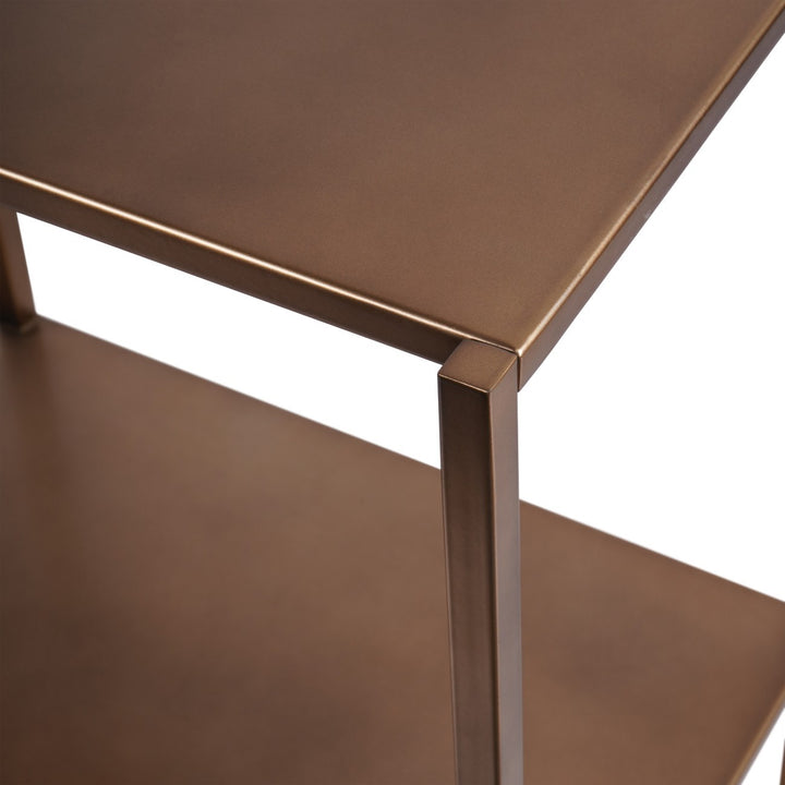 Libra Brooks Metal Console Table with Shelf in Brushed Champagne