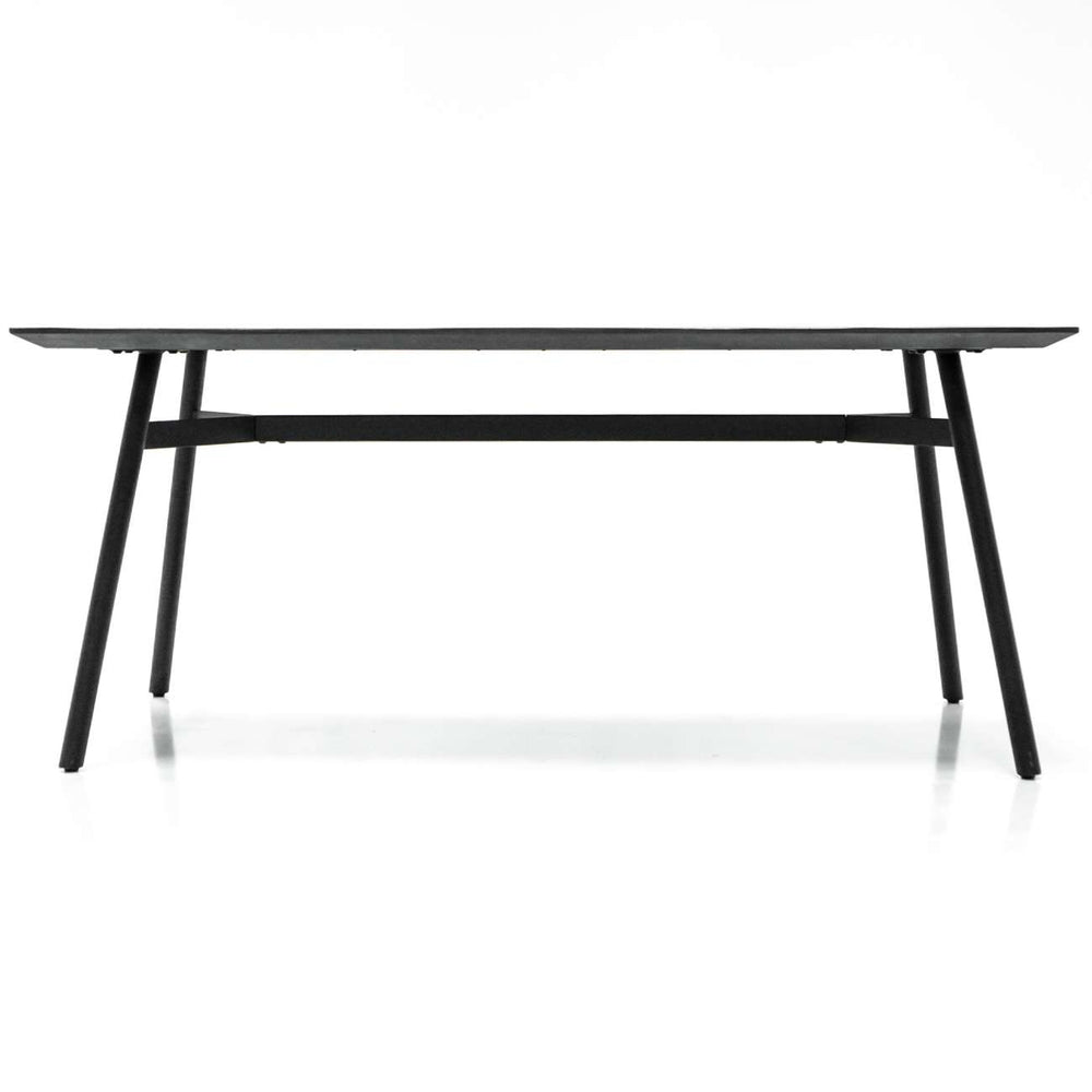 Black metal dining table on a white background