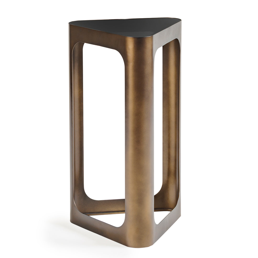 Libra Thorpe Triangular Accent Table Black Tinted Glass