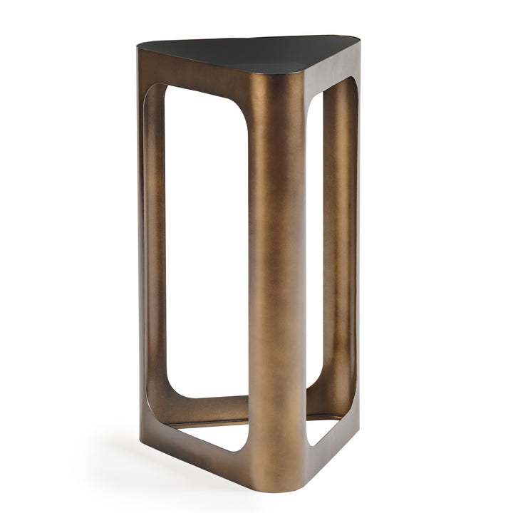 Libra Thorpe Triangular Accent Table Black Tinted Glass