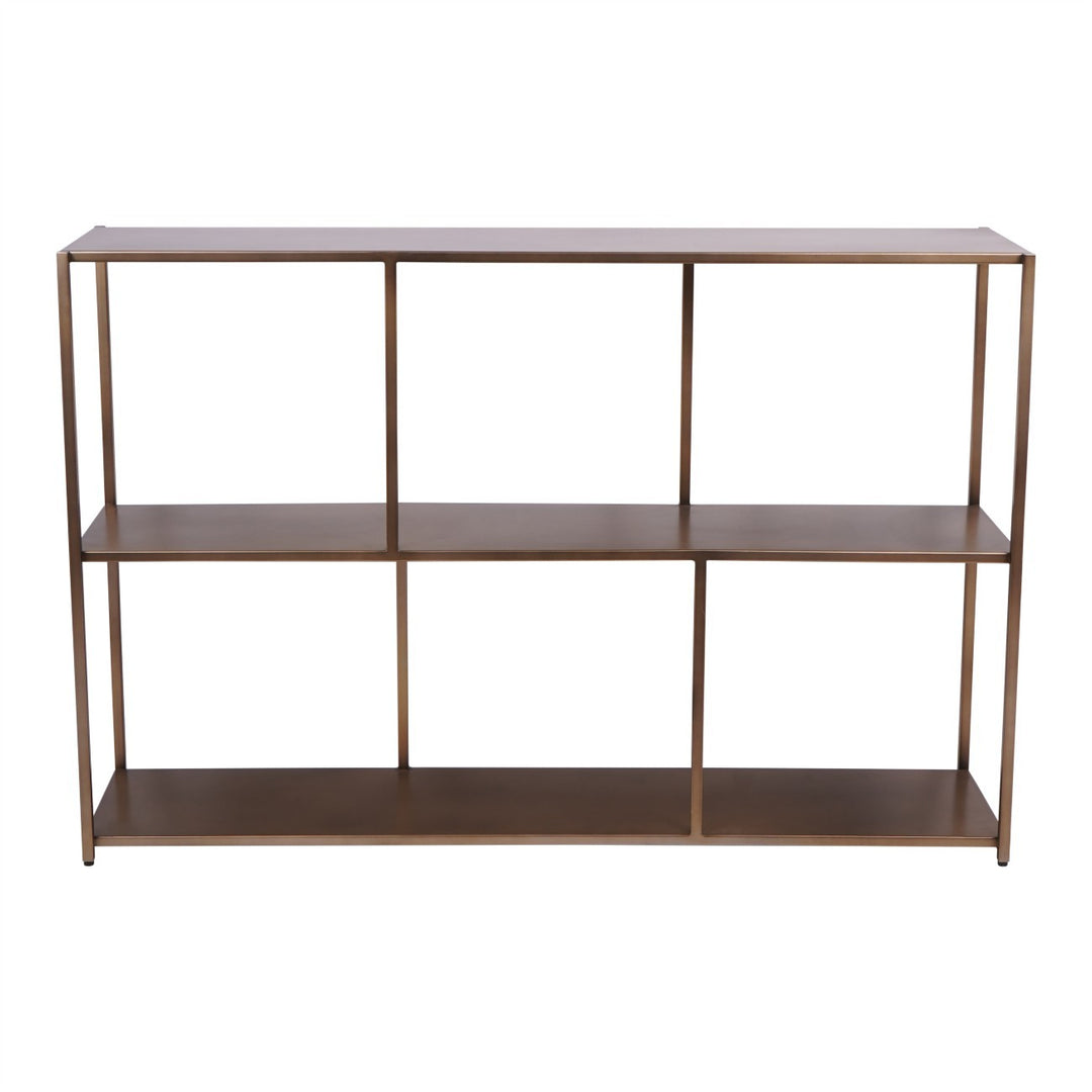 Libra Brooks Metal Console Table with Shelf in Brushed Champagne