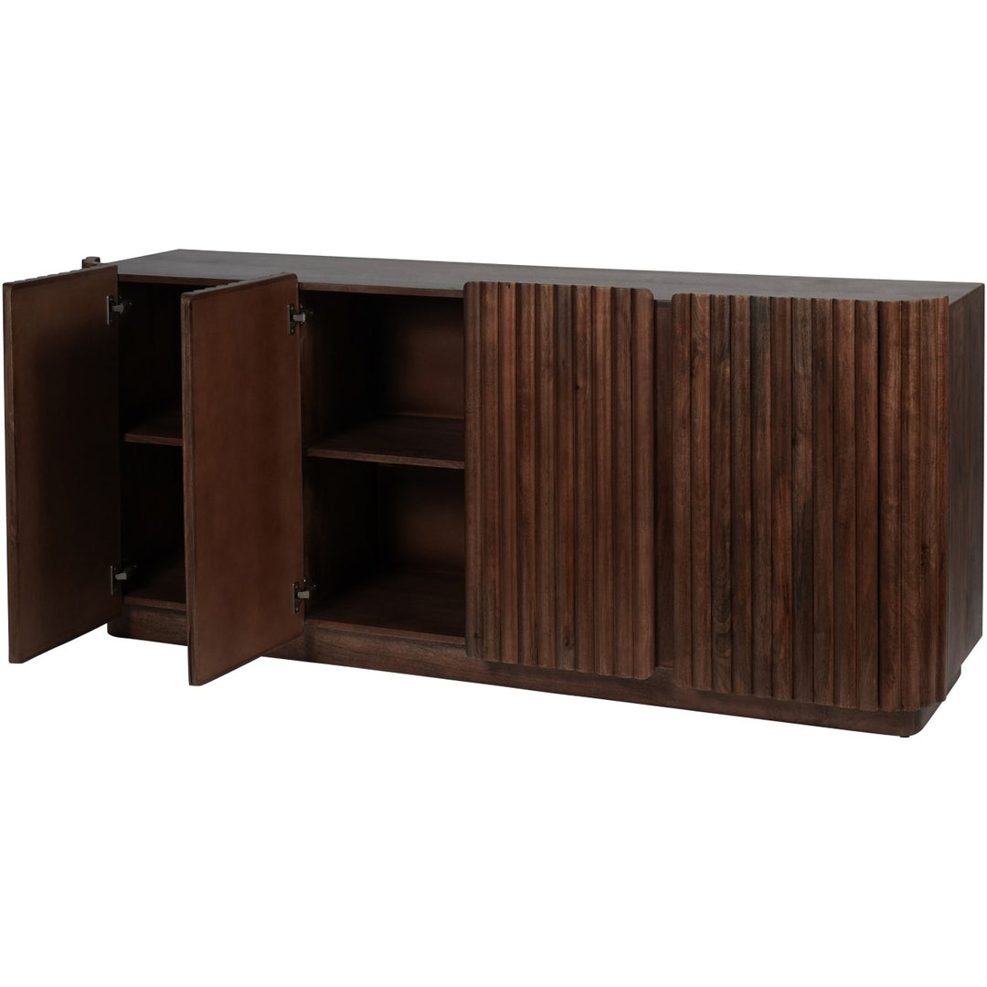 Libra Monterey 4 Door Dark Wood Buffet Sideboard with Ridged Detail