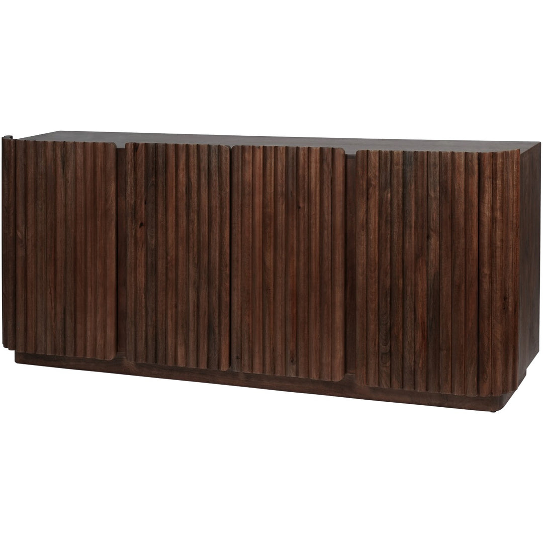 Monterey 4 Door Dark Wood Buffet Sideboard with Ridged Detail