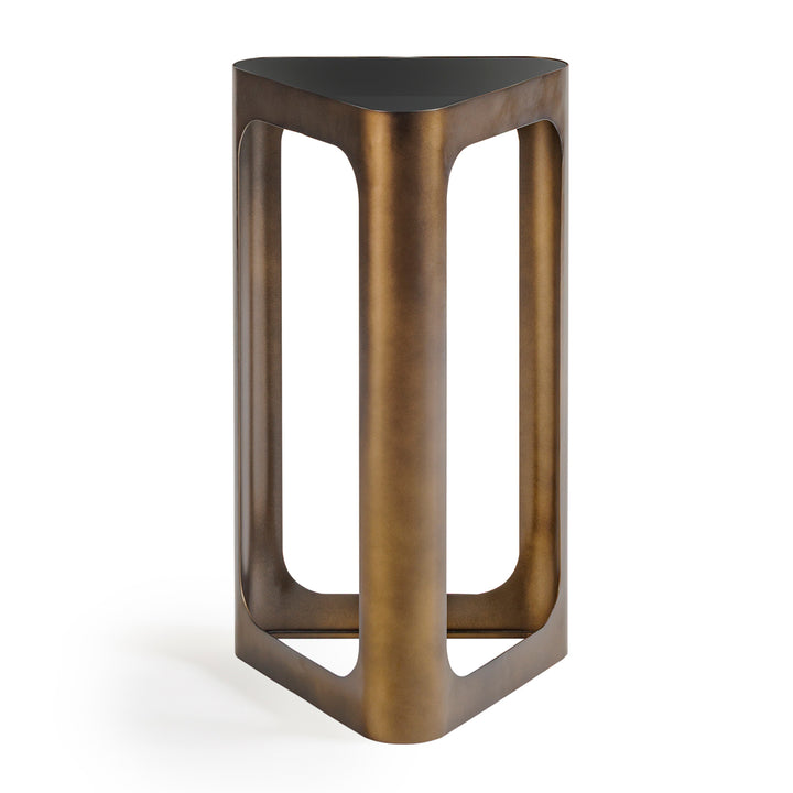 Bronze side table on a white background
