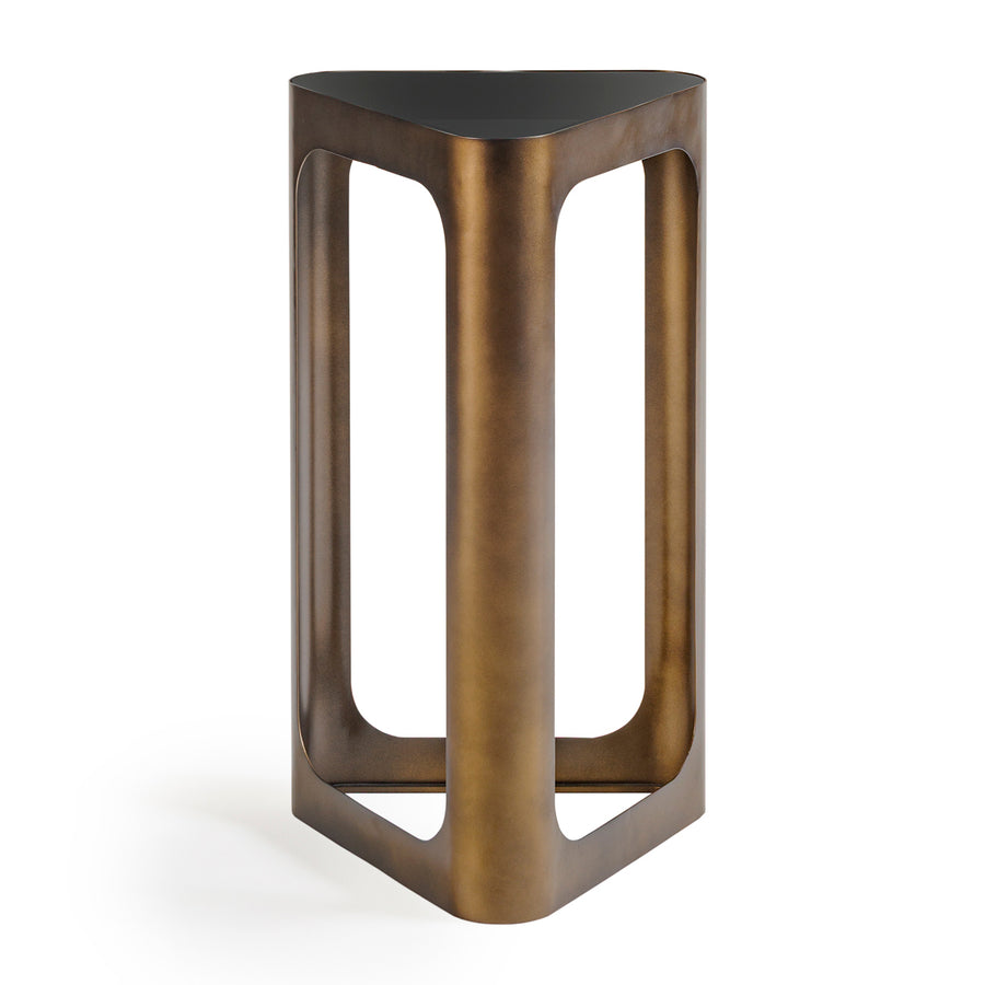 Bronze side table on a white background