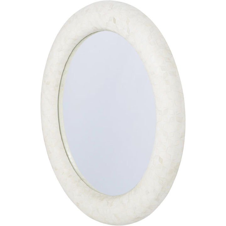 Libra Aspen Art Deco Bone Inlay Patterned Round Mirror 100cm