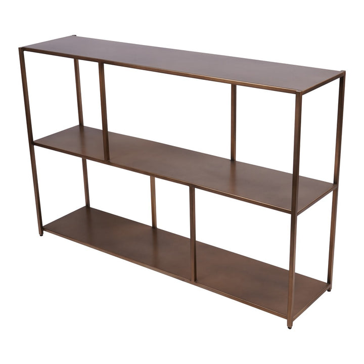 Libra Brooks Metal Console Table with Shelf in Brushed Champagne