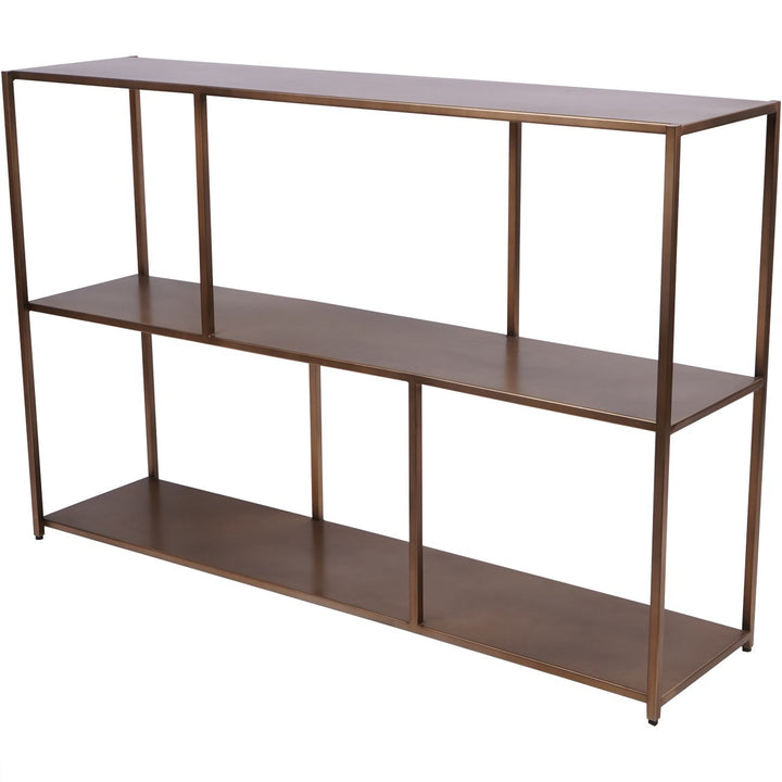 Libra Brooks console table with shelf in brushed champagne