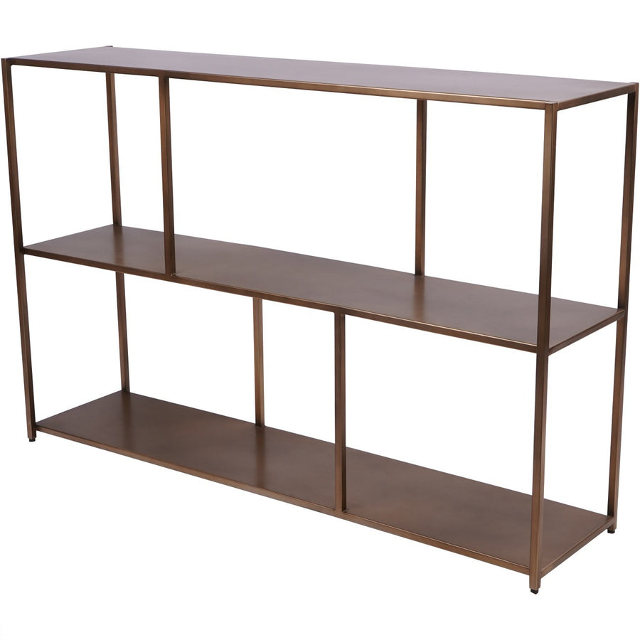 Libra Brooks console table with shelf in brushed champagne