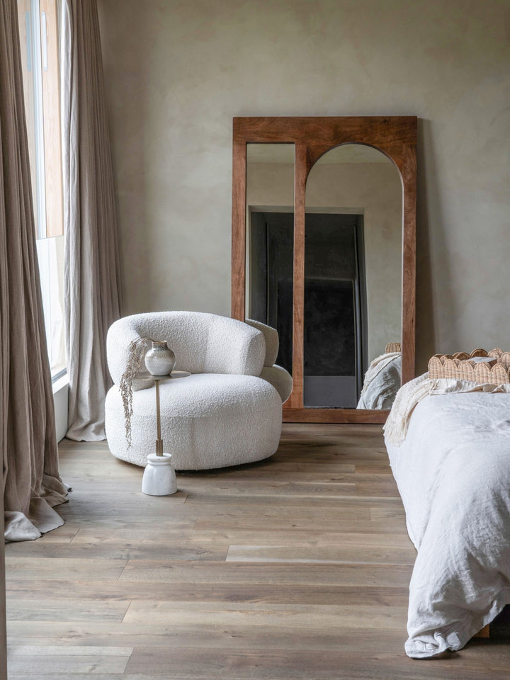 Libra Monterey Art Deco Dark Wood Floor Standing Mirror