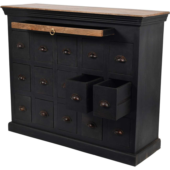Libra Hoxton II Antique Black Mango 15 Drawer Chest