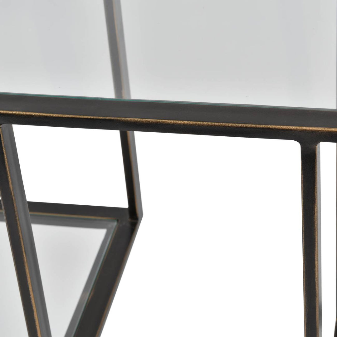 Libra Deveraux Gilded Bronze Metal and Glass Console Table