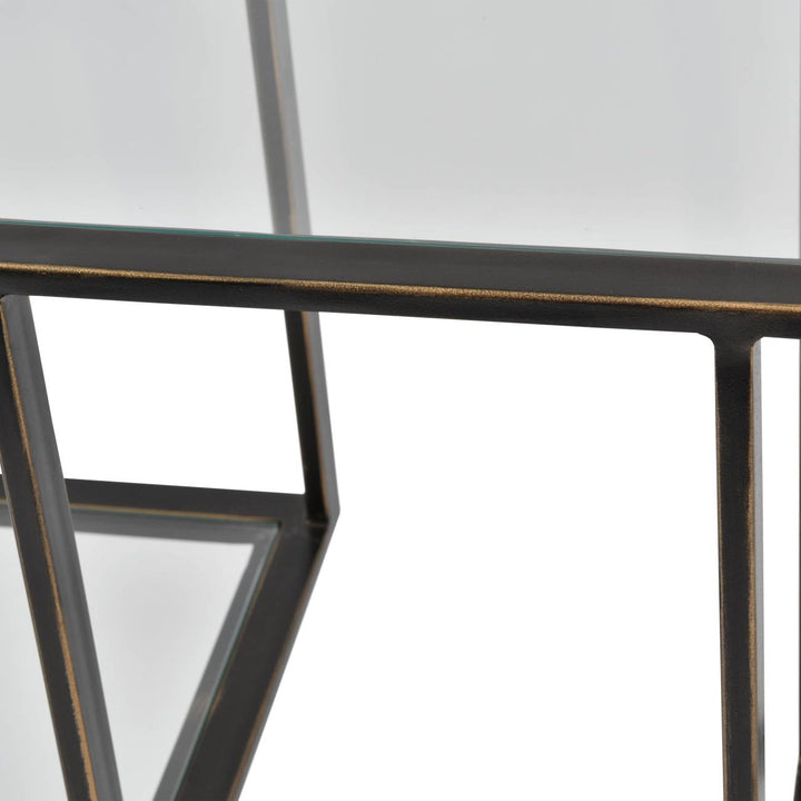 Libra Deveraux Gilded Bronze Metal and Glass Console Table