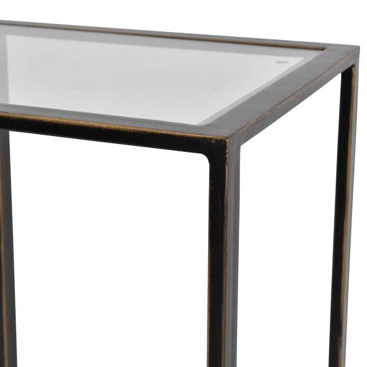 Libra Deveraux Gilded Bronze Metal and Glass Console Table
