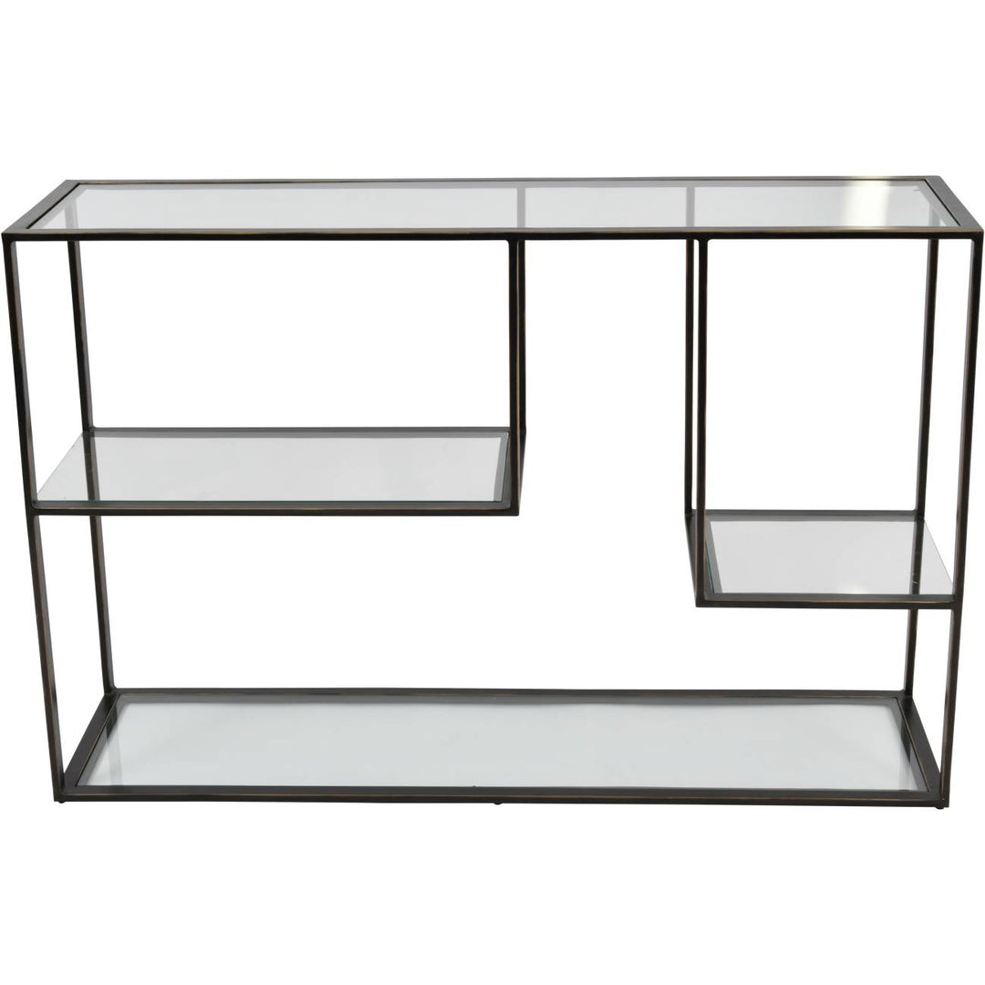 Libra Deveraux Gilded Bronze Metal and Glass Console Table