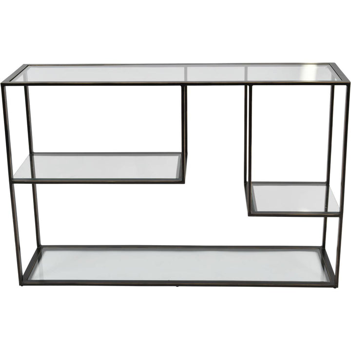 Libra Deveraux Gilded Bronze Metal and Glass Console Table