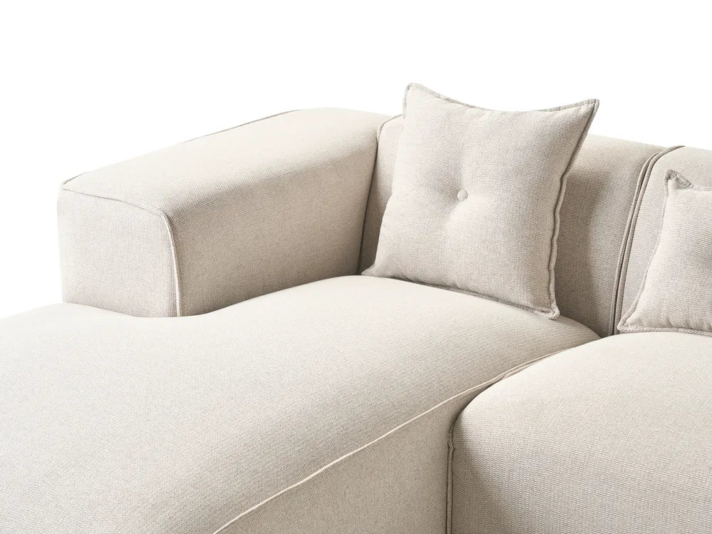 Corner Sofa 3 Seater Fabric Light Beige Right Hand Rafael