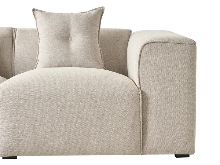 Corner Sofa 3 Seater Fabric Light Beige Right Hand Rafael