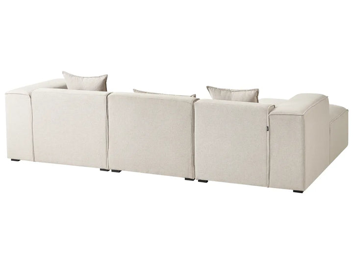Corner Sofa 3 Seater Fabric Light Beige Right Hand Rafael